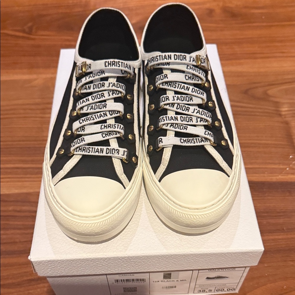 Dior Black and White Canvas Sneakers Walk'n'Dior New in Box 38.5 - Picture 6 of 14